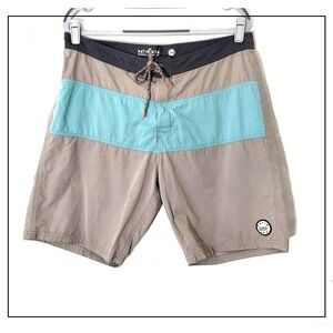 Katin USA Men Board Shorts 34 Surfing Color Block Laced Up Quick Dry Beach